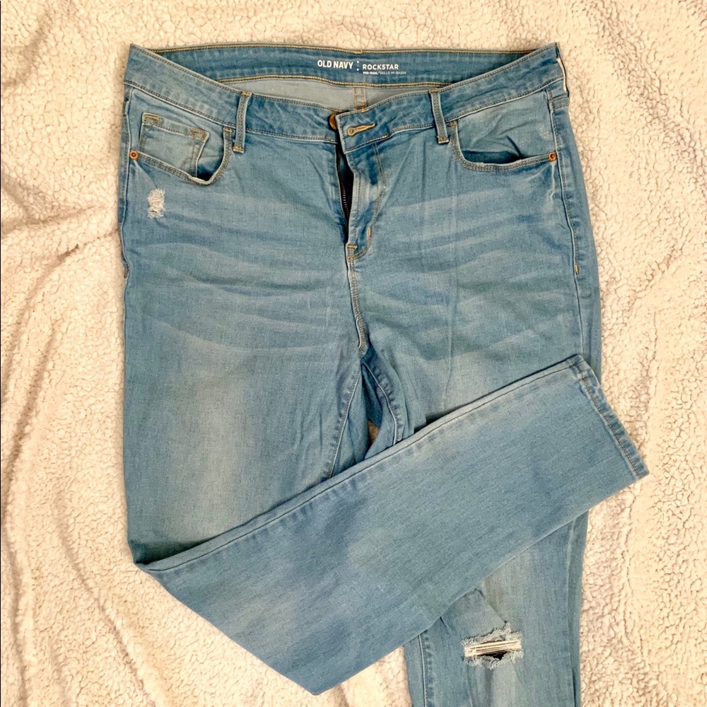 Mid-rise distressed Rockstar jeans, tall, size 14
